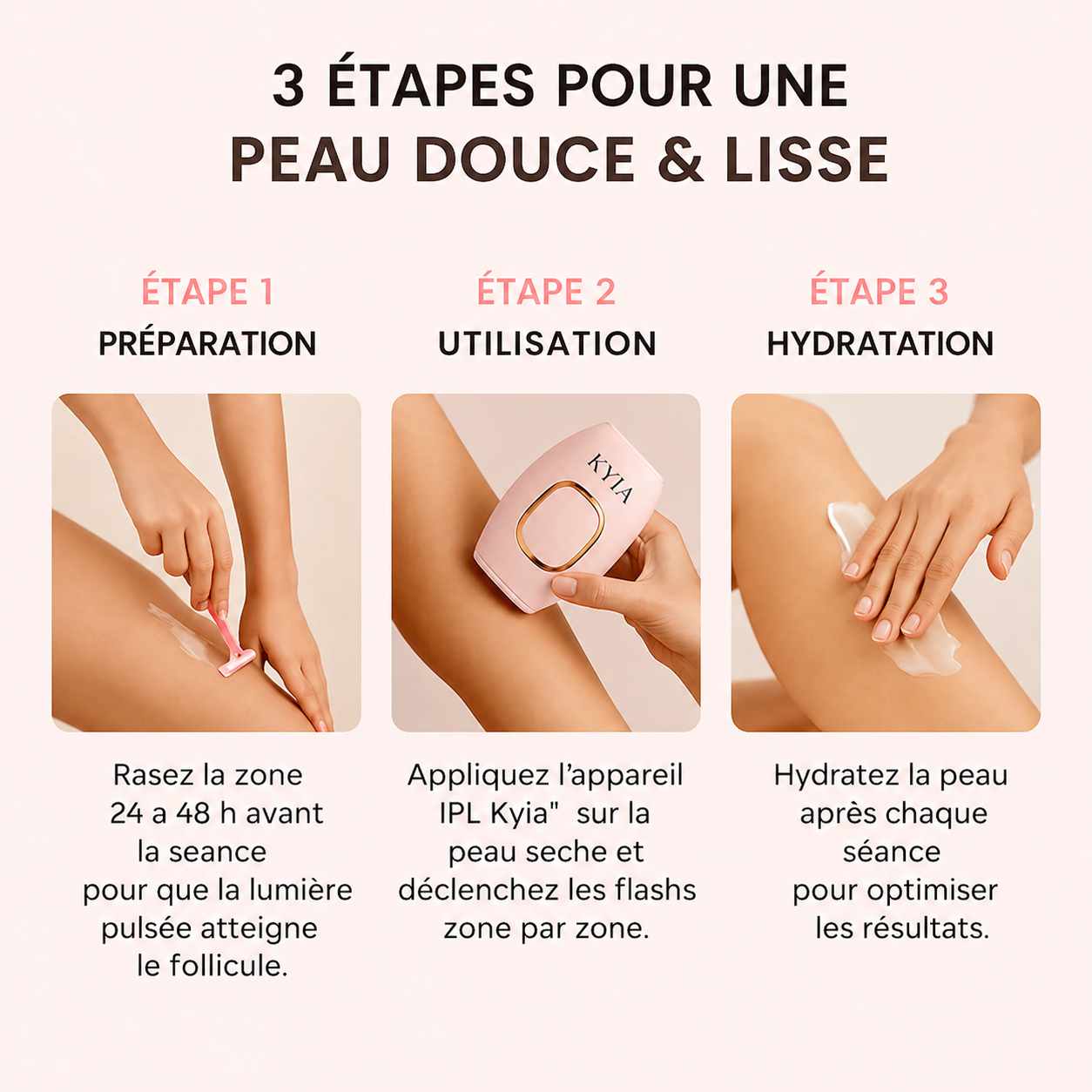 IPL Pulse épilation permanente alternative laser domicile - avant après